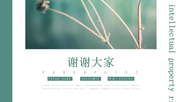 淡绿色宁静小清新通用PPT模板