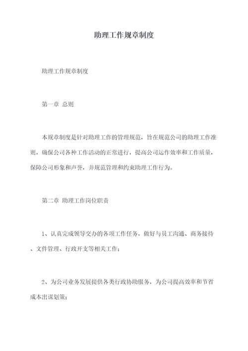 助理工作规章制度