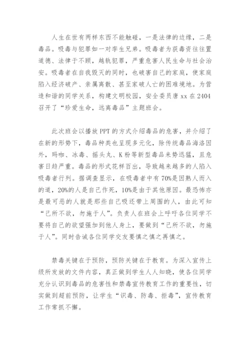 国际禁毒日主题班会总结(精选6篇).docx