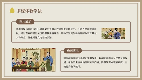 棕色中国风孔融让梨语文课件PPT模板