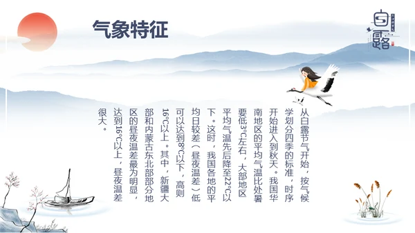 中国风传统节日二十四节气之白露通用PPT模板