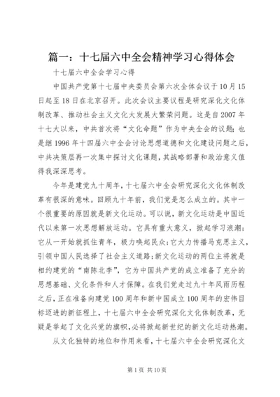 篇一：十七届六中全会精神学习心得体会.docx