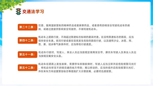 清新卡通展板道路千万条安全第一条430交通安全反思日