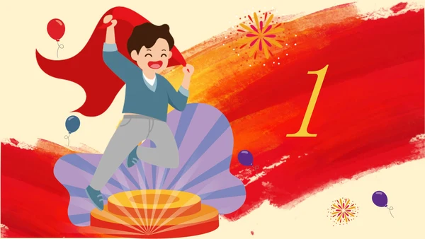 红色水彩风母亲祖国PPT模板