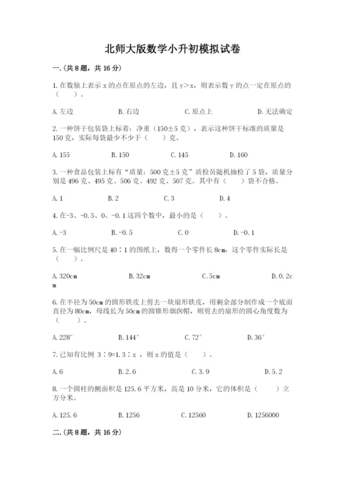 北师大版数学小升初模拟试卷及一套完整答案.docx