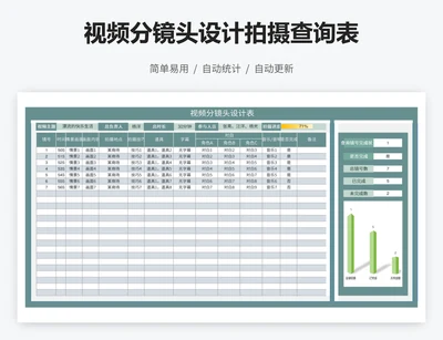 视频分镜头设计拍摄查询表