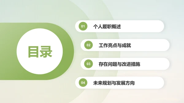 绿色3D风年中岗位履职总结PPT模板