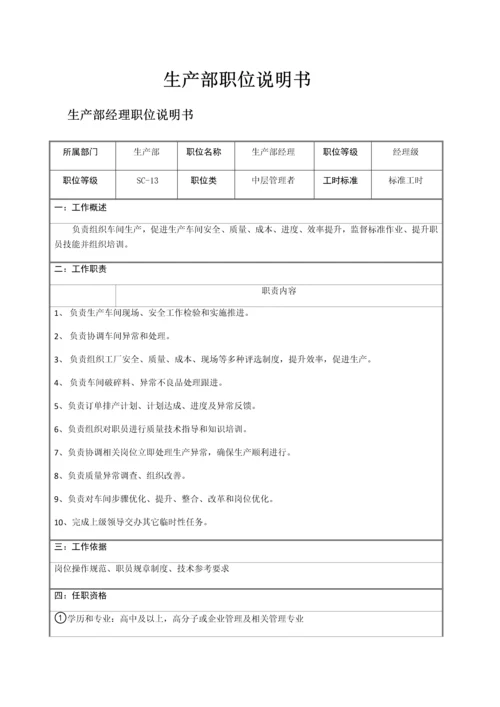 公司各部门职位新版说明书汇总.docx