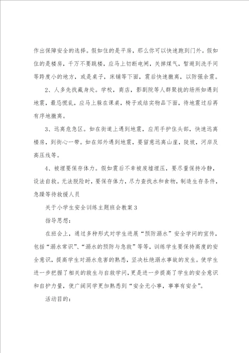 关于小学生安全教育主题班会教案