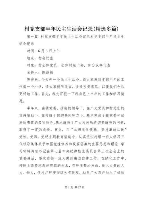 村党支部半年民主生活会记录(精选多篇).docx