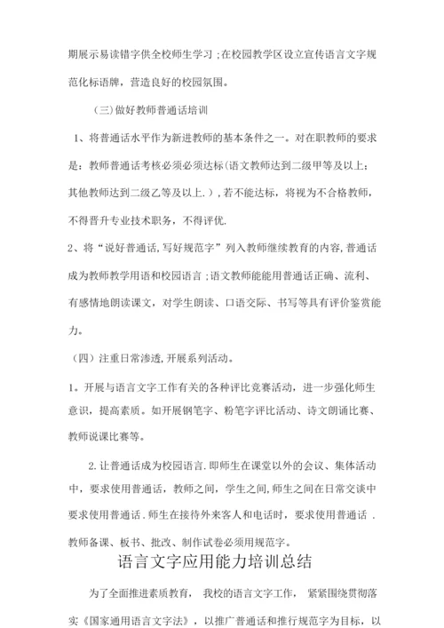 教师语言文字应用能力培训方案、总结、座谈问卷.docx