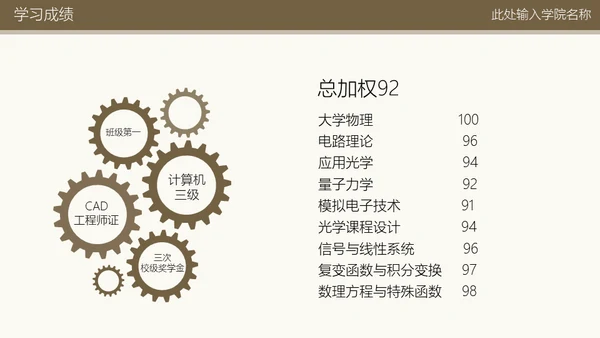 某大学奖学金答辩通用PPT模板