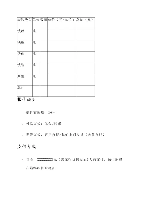 酒泉收购废铁报价单