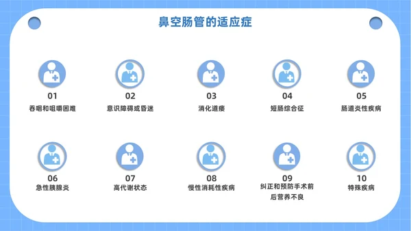 蓝色医疗人物插画风鼻空肠管的护理培训课件PPT