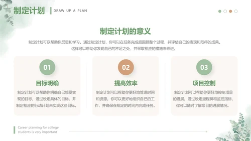 绿色小清新大学生职业生涯规划