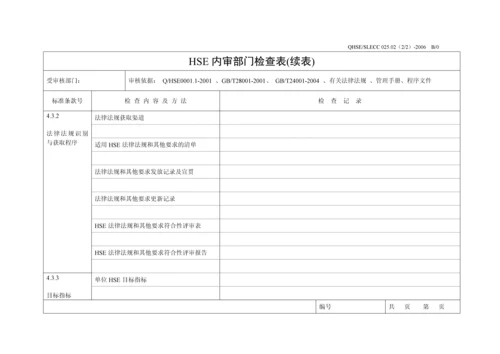 内审检查表-项目管理部.docx