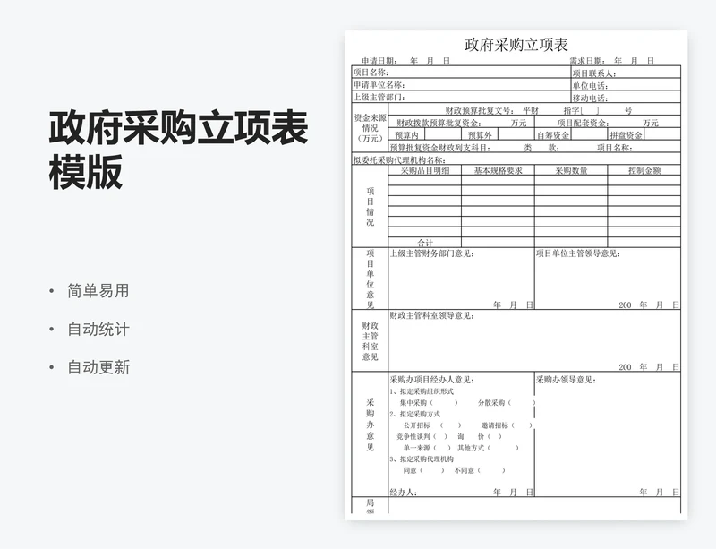政府采购立项表模版