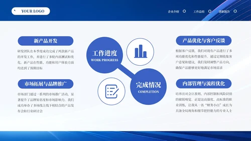 蓝色商务科技风汇报总结通用PPT模板