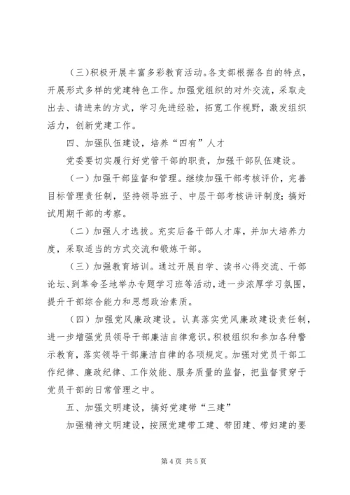 水库管理局全年党建工作打算.docx