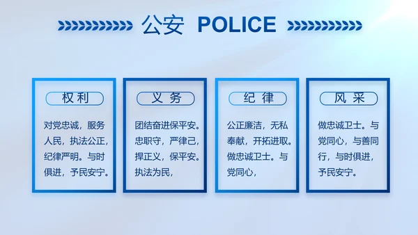 蓝色公安警察工作汇报动态PPT模板