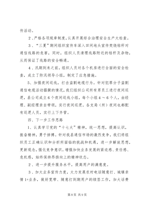 县网通公司上半年责任目标完成情况自查报告.docx