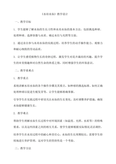水培水仙 教学设计--人教版劳动四上