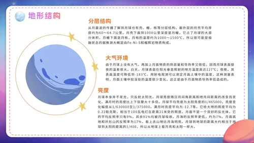 卡通渐变了解月球航天知识科普PPT模板