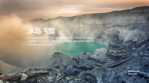 冰岛景点介绍山脉极光旅游主题通用PPT模板