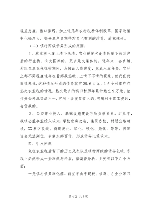 免征农业税后农村税费尾欠和乡镇债务问题不容忽视 (3).docx