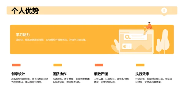 黄色3D风入职自我介绍PPT主题