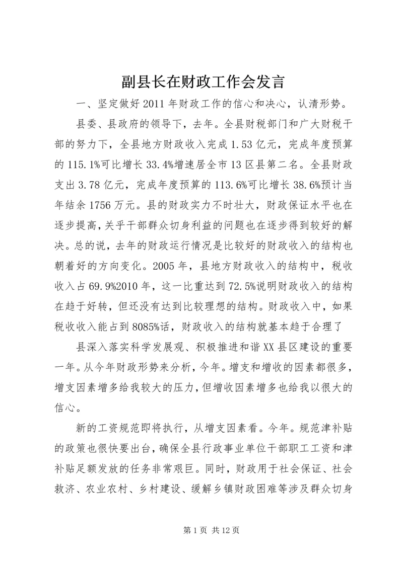 副县长在财政工作会发言.docx