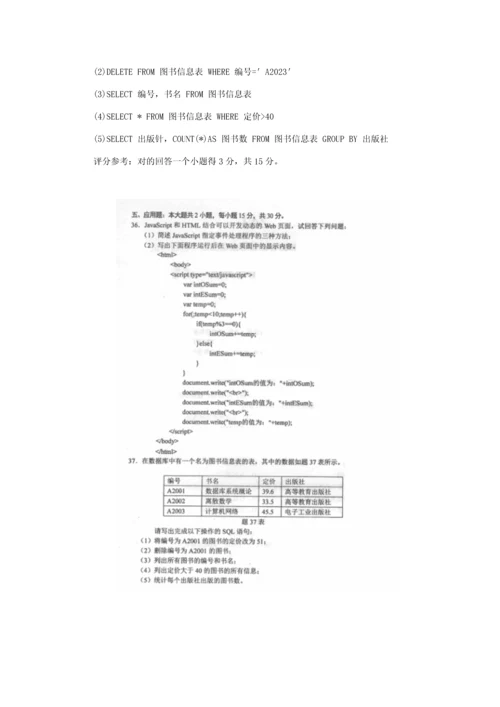 2023年全国4月自考00898互联网软件应用与开发试题及答案.docx