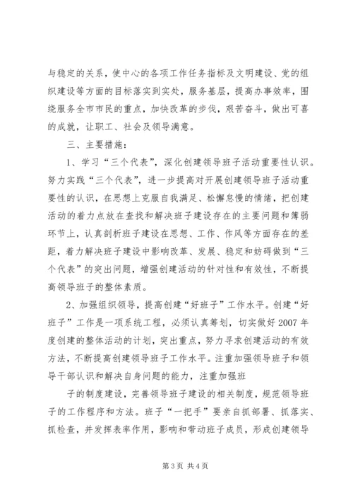 关于创建中心领导班子的实施意见.docx