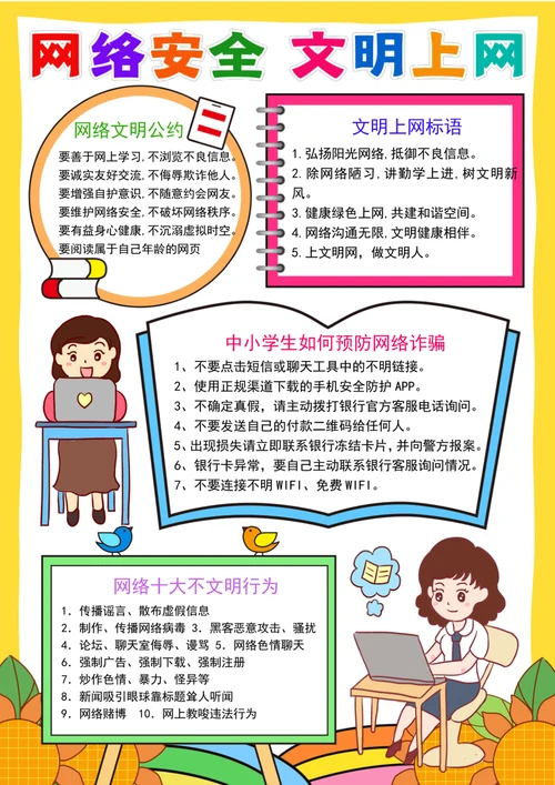 文明健康上网手抄报网络安全小报文明上网手抄报