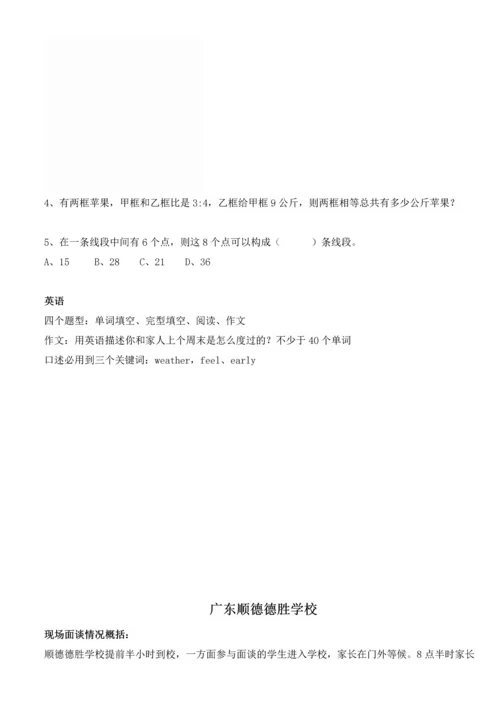 2023年佛山小升初民校面谈部分题目汇总.docx
