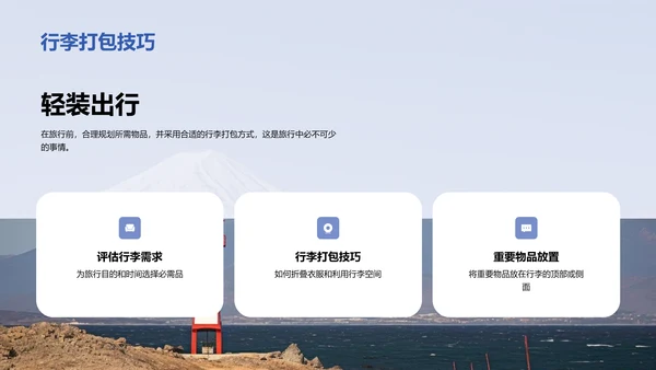 蓝色现代日本旅行全攻略PPT模板