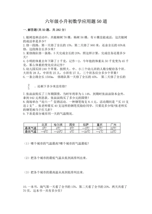 六年级小升初数学应用题50道及参考答案【综合卷】.docx