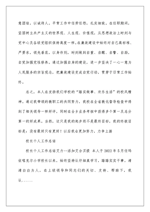 2022中心完小校长个人工作总结 完小校长工作总结