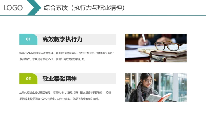 汉语言文学专业大学生求职个人能力综合展示职业生涯规划通用PPT模版