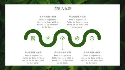 绿色七月你好绿叶背景通用PPT模板