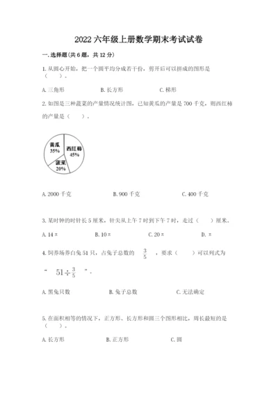 2022六年级上册数学期末考试试卷及参考答案【a卷】.docx