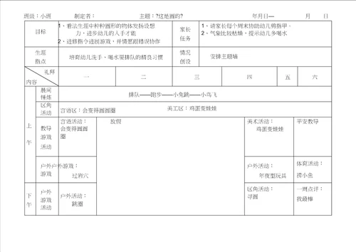 南湖幼儿园小班春周活动计划表