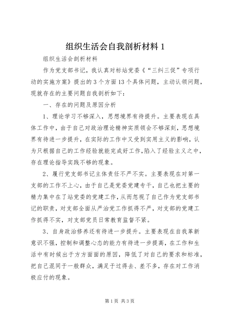 组织生活会自我剖析材料1.docx