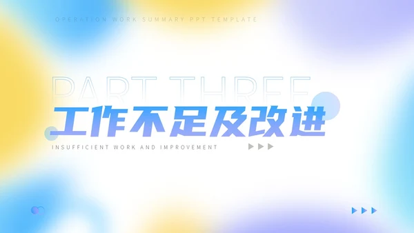 三色蓝紫黄弥散风运营工作总结PPT模板