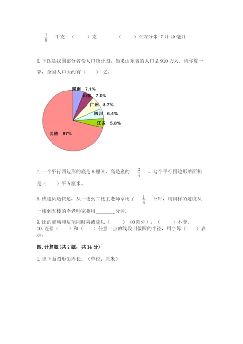 2022六年级上册数学期末考试试卷（名师系列）.docx
