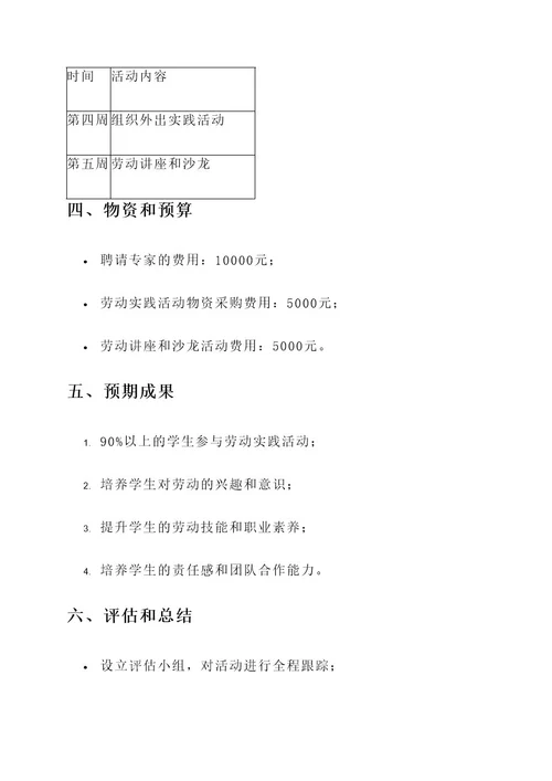 劳动实践主题月策划案