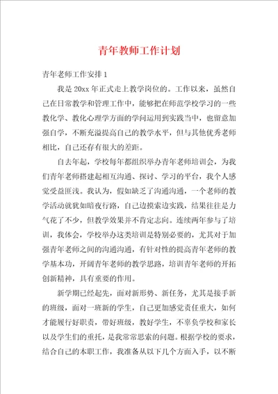 青年教师工作计划