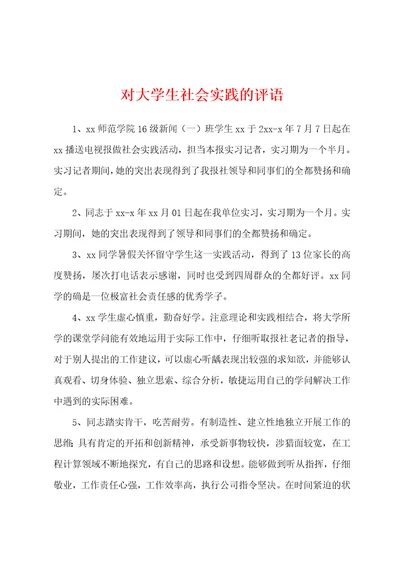 对大学生社会实践的评语