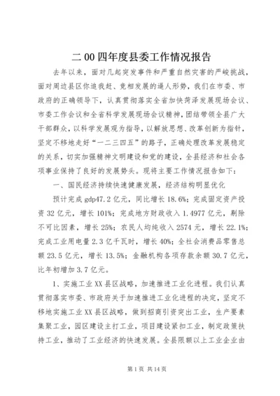 二00四年度县委工作情况报告.docx