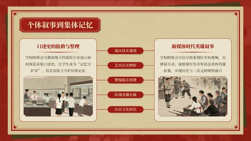 红色复古风抗战胜利八十周年主题班会PPT模板